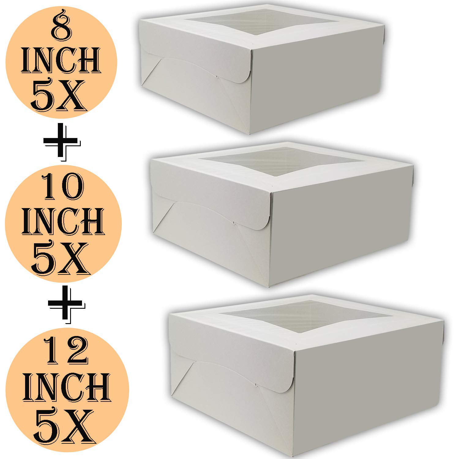 and Cake Boxes 8 x 8 x 4 Bakery Box Has Double Window, Cake Boxes 12 x 12 x 5 