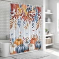 thumbnail image 6 of Blue Pumpkins Fall Shower Curtain, Waterproof Shower Curtains for Bathroom, Autumn Eucalyptus Thanksgiving Vintage Washable Fabric Bathtub Curtain Set Bath Decor with 12 Hooks Extra Long 72"x96", 6 of 8
