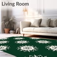 thumbnail image 2 of ODIKA 3'x5' Machine Washable Non-Slip Area Rug, Winter Snowflake Medallion Design Seasonal Celebration Floor Covering High Traffic Rug with Pad, Green, 613253, 2 of 8