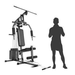 Home Gym, Multifunctional Weight Machine, Full Body Workout Station Exercise Equipment with 100LBS Weight Stack, All in One Home Gym with Pulley System for Strength Training