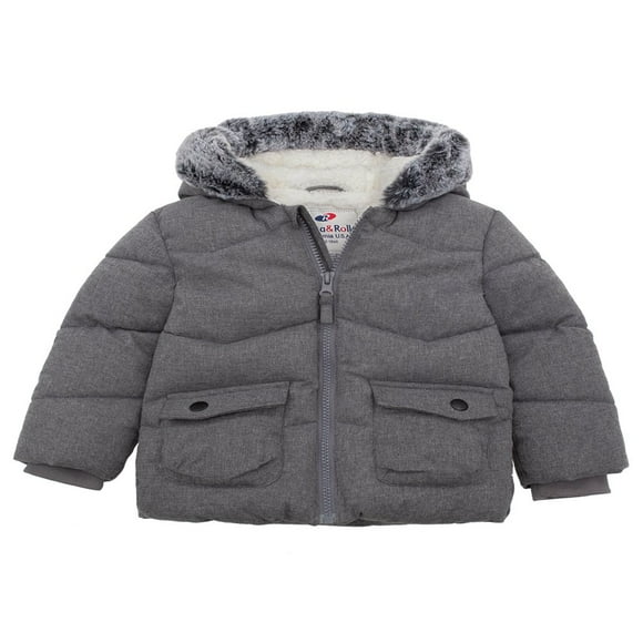 Rokka&Rolla Manteau Matelassé pour Bébés Garçons et Nourrissons, Veste d'Hiver à Capuche pour Tout-Petits, Tailles 6-24 m