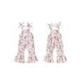 thumbnail image 2 of BemeyourBBs Toddler Baby Girls Summer Clothes Bee Western Boots Cherry Romper Overalls Jumpsuit Bell Bottoms Casual Tie Shoulder Flared Pants Overalls Cute Infant Spring Summer Clothes, 2 of 9