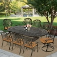 thumbnail image 5 of MEETWARM 9-Piece Outdoor Patio Dining Set, All-Weather Cast Aluminum Patio Conversation Set with 2 Swivel Rocker Chairs, 6 Stationary, 1 Oval Table, 8 Cushions, 2.2" Umbrella Hole, 5 of 7