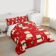 thumbnail image 4 of Manfei Cartoon Cat Animal Bedding Comforter Set, Kawaii Kitten Lover Twin Comforter Sets, Christmas Hat Snowflake Reversible Bedding Set, Breathable Home Decor, 2 Pieces, 4 of 9