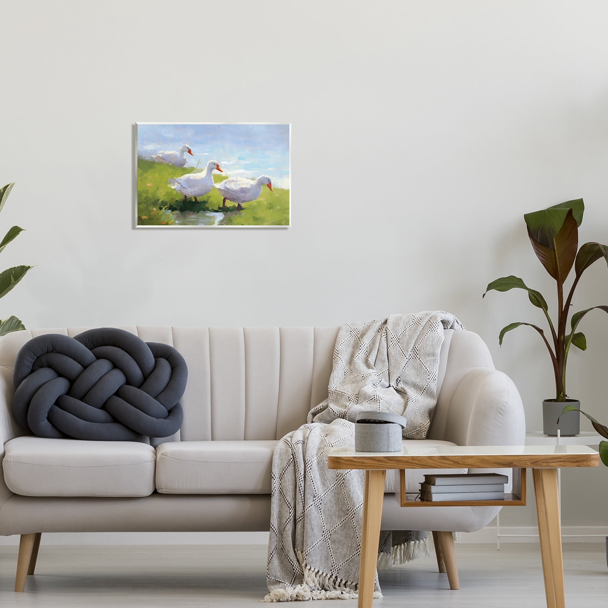 Stupell Industries Three Ducks Landscape Animals & Insects Painting Unframed Art Print Wall Art, 19 x 13