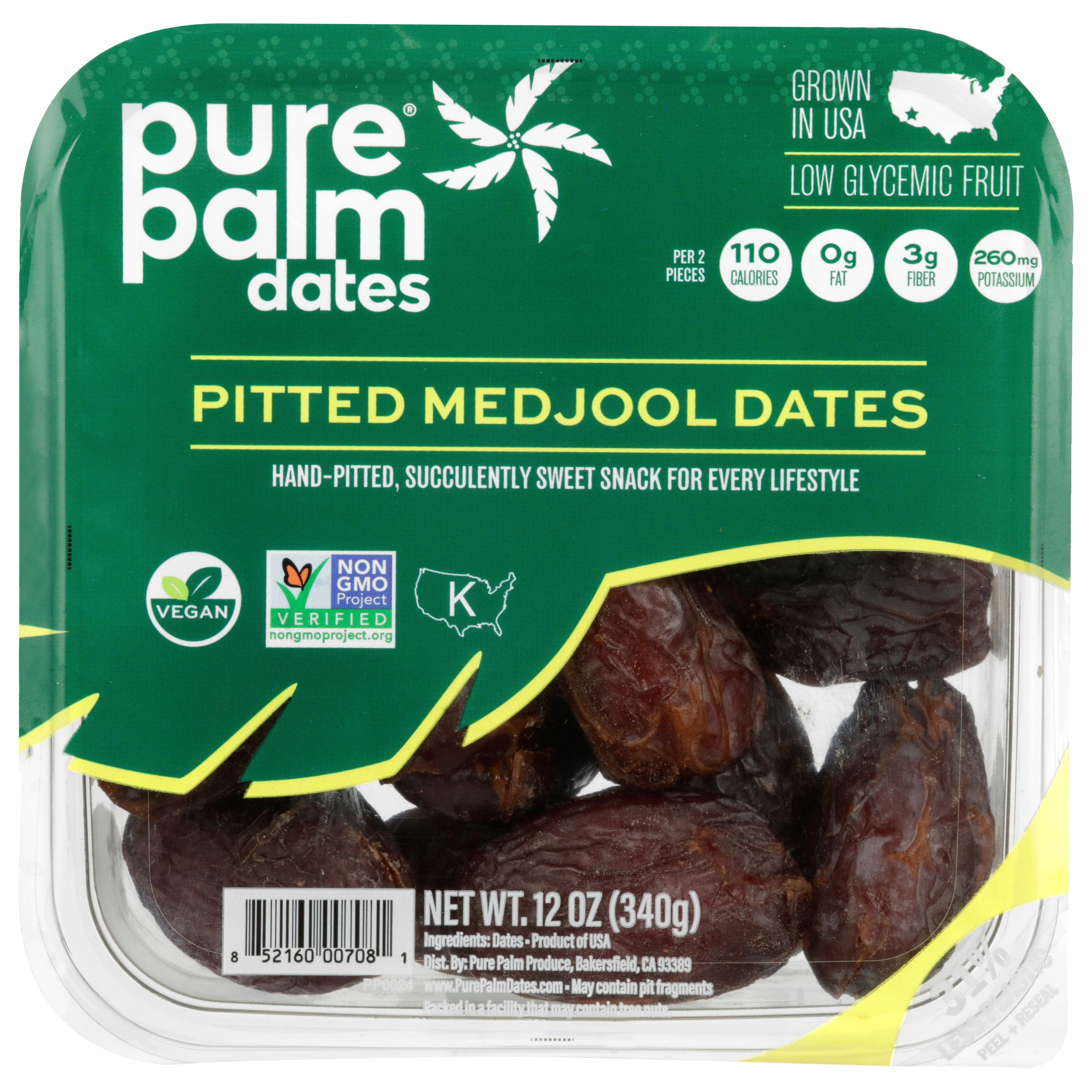 (4 pack) Pure Palm "Pit Free" Medjool Dates, 12 oz