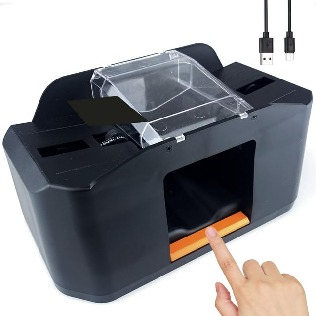 Rechargeable Card Shuffler Machine, 2000mAh USB-C Automatic Poker Shuffler for 1-2 Decks, Silent Portable Mixer
