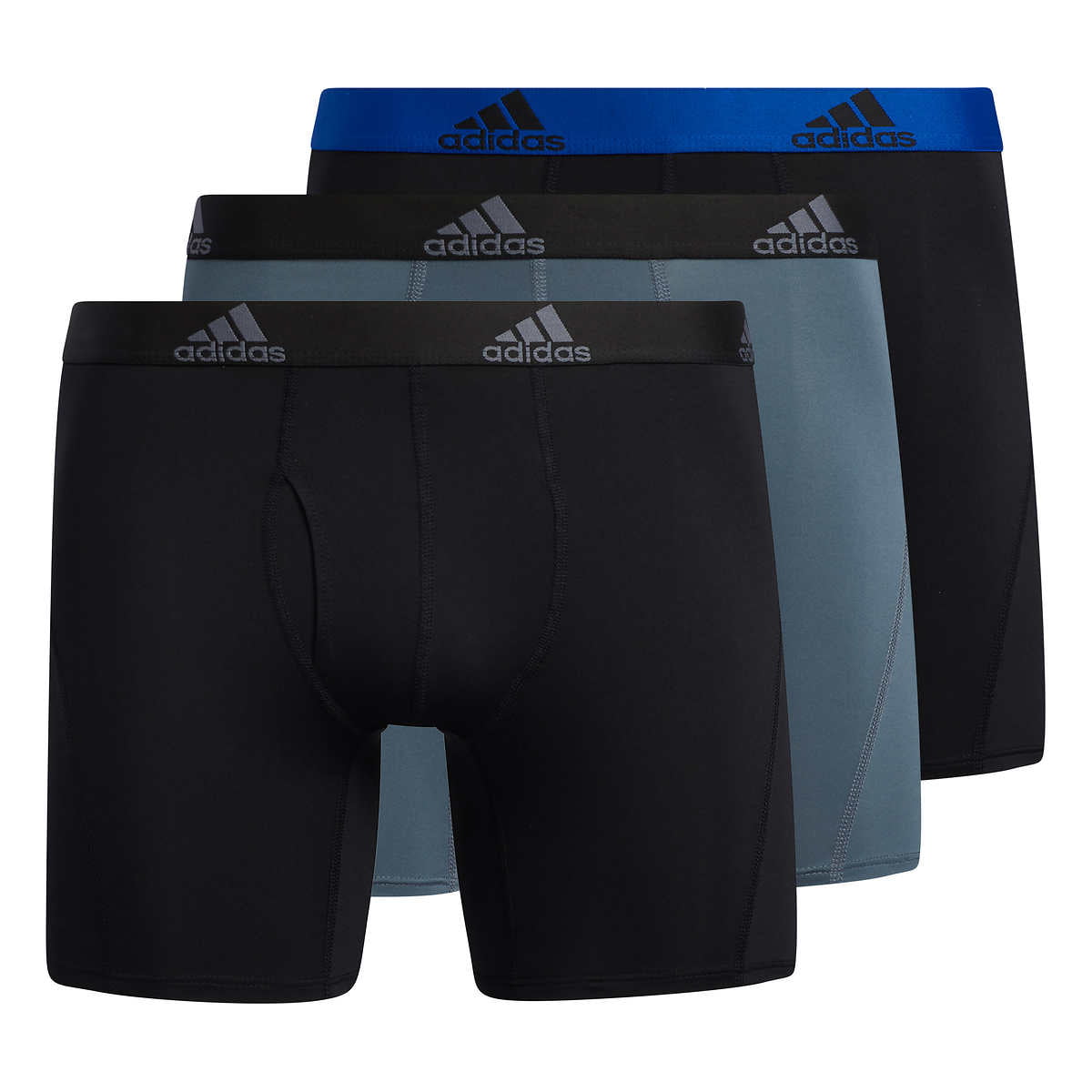 Adidas Men's 3-Pack Performance Boxer Brief (Black/Blue/Gray, M