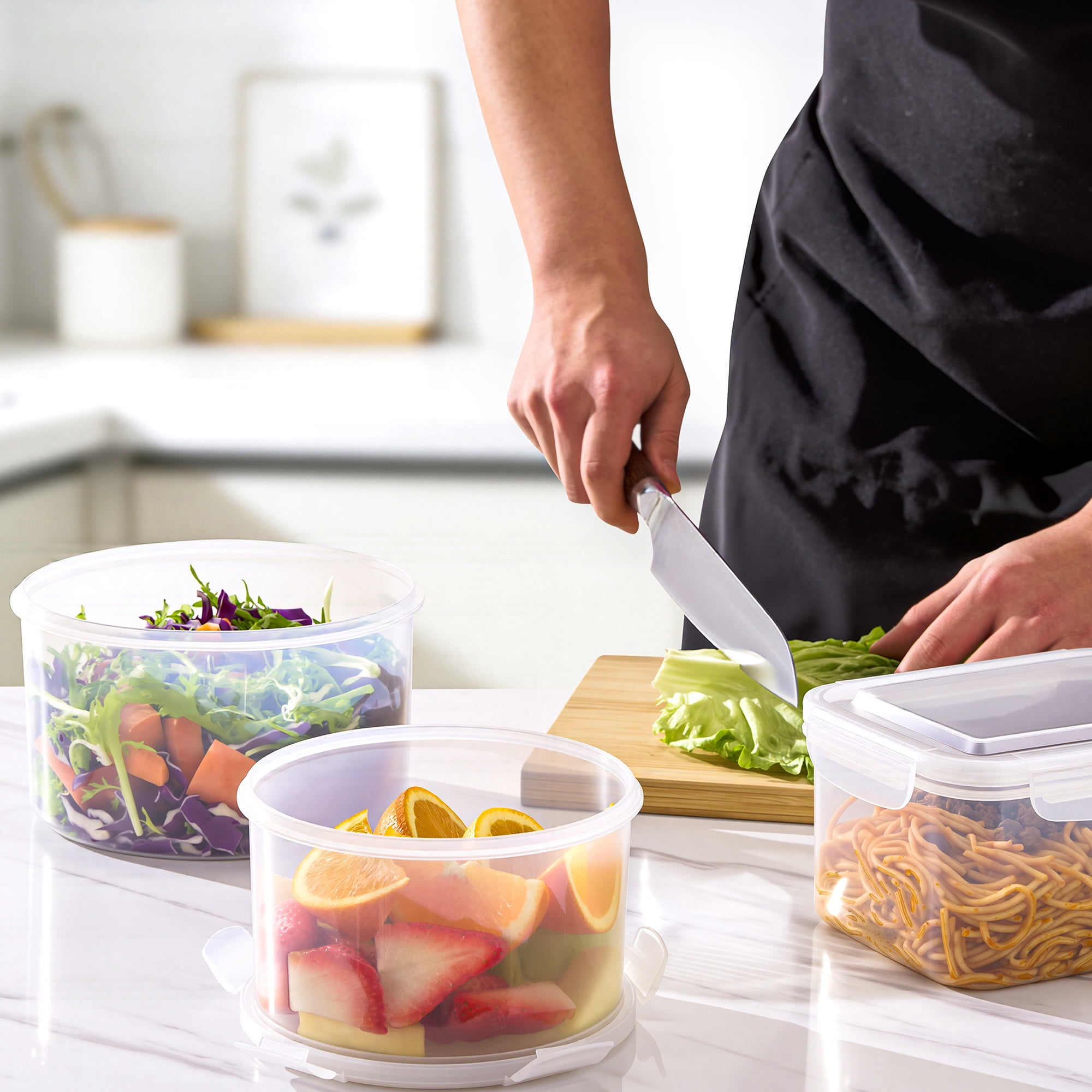 Sorbus 3-Pack Rectangular Food Storage Containers, Clear BPA-Free Plastic, Stackable & Nesting Meal Prep