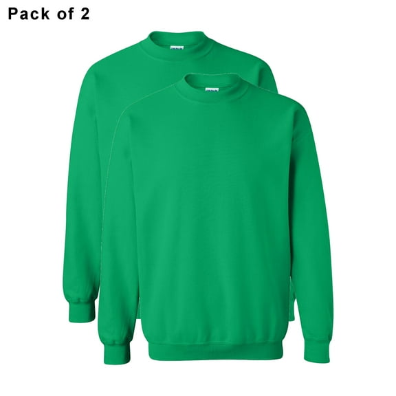 Gildan Fleece Sweatshirt of Irish Green, 8 Oz Heavy Blend 50/50 Cotton/polyester for Unisex | Casual Crewneck Pullover, Pack of 2 Size-S