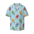 thumbnail image 4 of Uemuo Modern Ice Cream Pattern Cotton Linen Short Sleeve Shirts,Casual Lightweight Button Down Shirts,Vacation Beach Summer Tops-3X-Large, 4 of 7