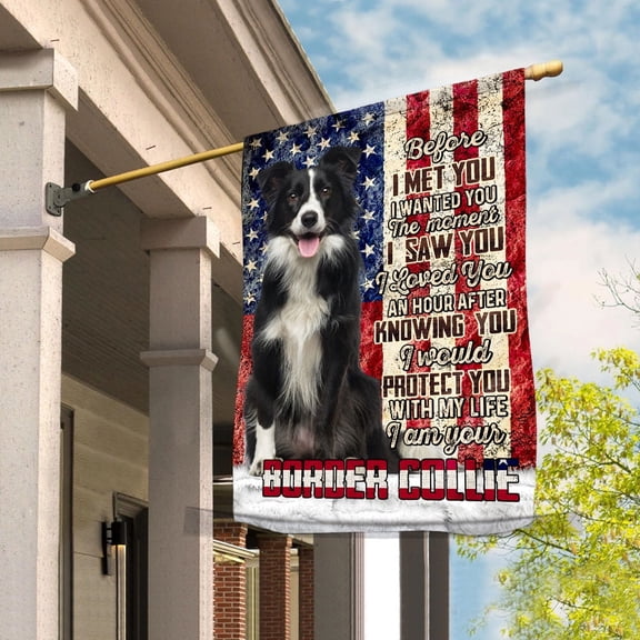 American Flag I Am Your Border Collie Dog Flag Proud House Flag, Double-Sided Decorative Outdoor Flag, Patriotic Polyester Yard Flag 29.5 x 39.5 in