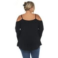thumbnail image 3 of White Mark Women's Plus Size Cold Shoulder Ruffle Sleeve Top, 3 of 5