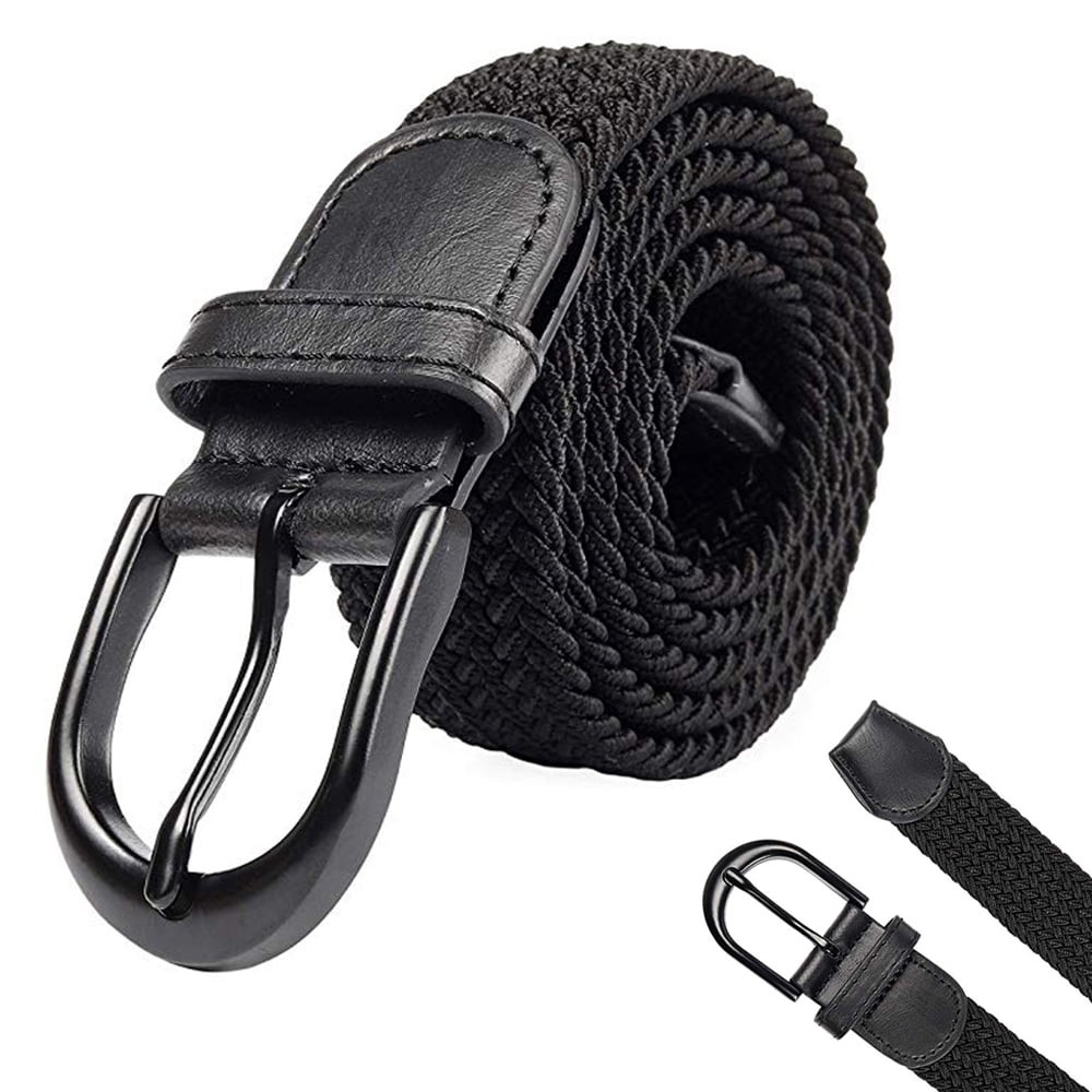 Pin Prong Buckle 5 Sizes 5 Colors Young Boys Girls Braided Stretch Elastic Belt 1 width Loop End Tip 