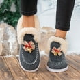 thumbnail image 2 of Xfvqtps Womens Faux Fur Lined Slippers Denim Texture Upper Pull Tab Comfort House Shoes with Soft Sole for Indoor Outdoor Relaxation Khaki, 2 of 9