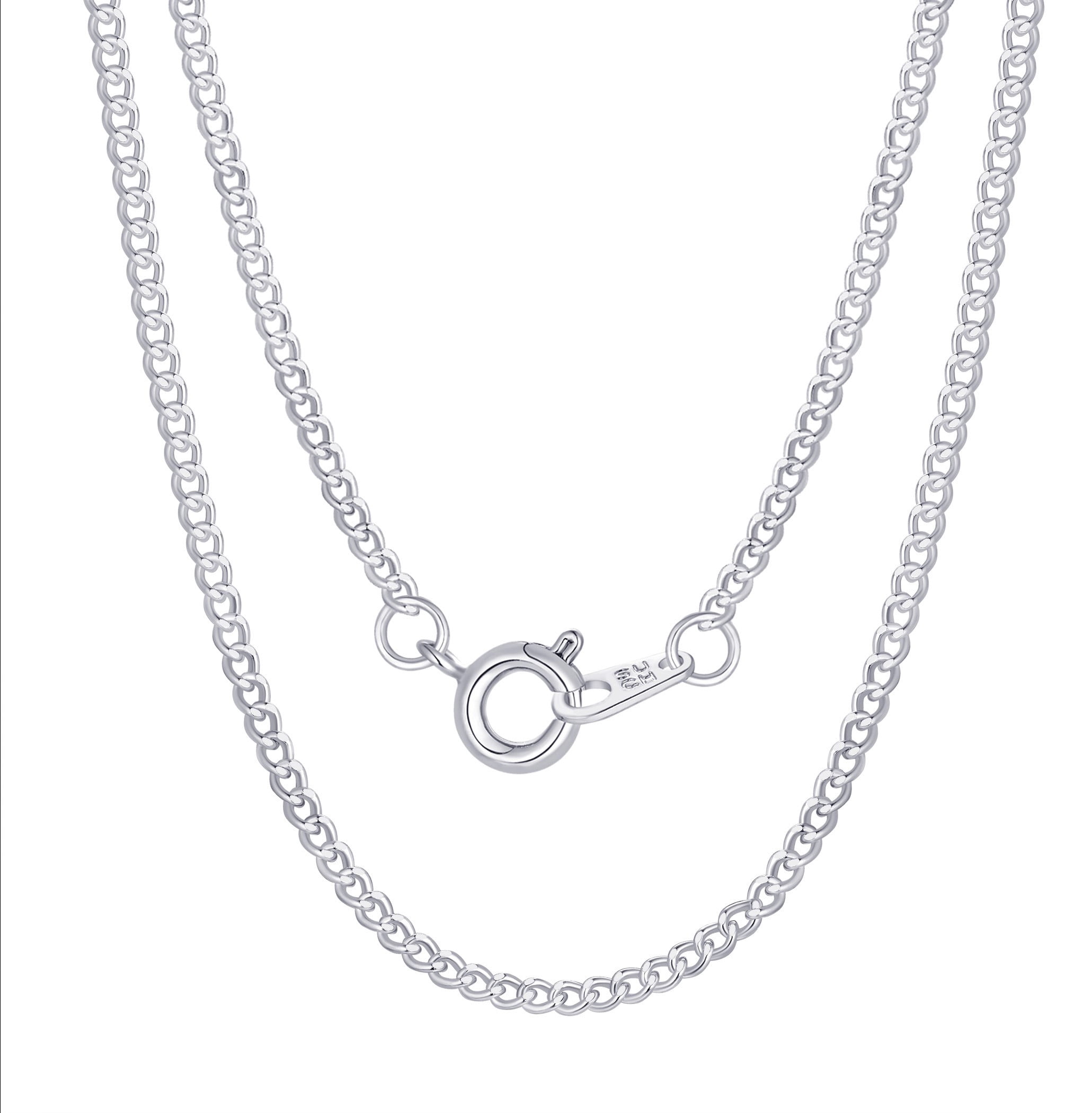 Women's Adult Fine Silver Plated Link Double Necklace Set with Simulated Diamonds