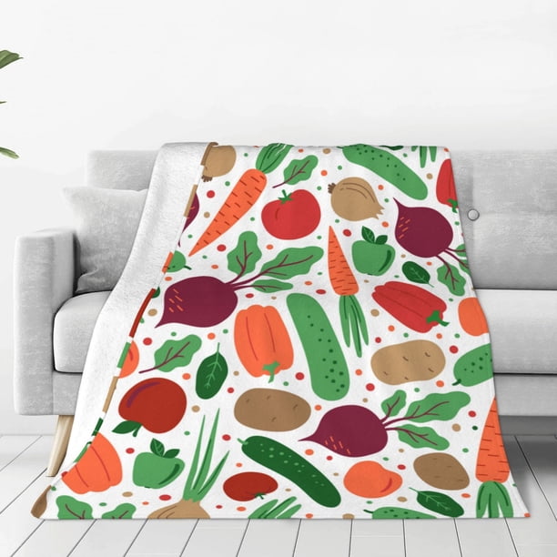 Fotbe Vegetables Manta de Franela Acolchonada con Estampado, Súper Suave y Esponjosa, Extra Grande para Sofá, Cama, Uso Todo el Año-50"x40"