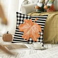 thumbnail image 3 of Autumn Leaves Fall Pillow Cover 20x20 Inch Orange Maple Leaf with Black White Buffalo Plaids Stripe Throw Pillow Covers for Fall Decor Farmhouse Thanksgiving Decorative Pillow Cases for Couch, 3 of 6