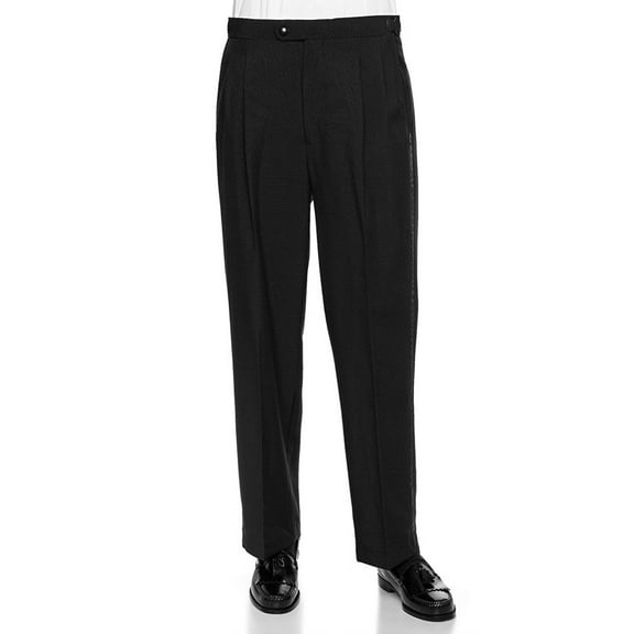 RGM Men's Tuxedo Pants Pleated Front With Side Satin Stripe