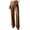 Brown, variant on Women's Faux Leather Pants Button PU Jeans Straight Wide Leg Trousers with Pockets (Black, M)