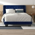 thumbnail image 4 of Modern Velvet Upholstered 60" Queen Bed in Blue, 4 of 7