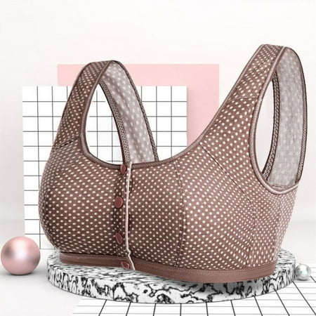 

ERTUTUYI Women s side adduction and front opening retro wave point comfort bra Pink 44