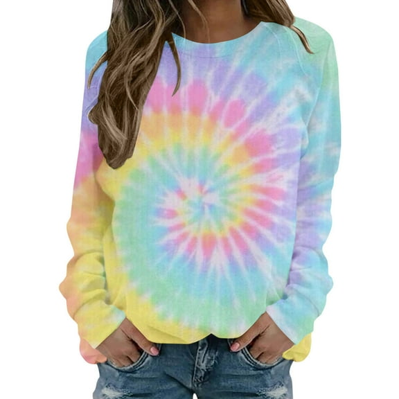 Lindreshi Long Sleeve Shirts for Women Fashion Women's Print Round-Neck Pullover Tops Long Sleeve Comfortable Blouse Sweatshirt