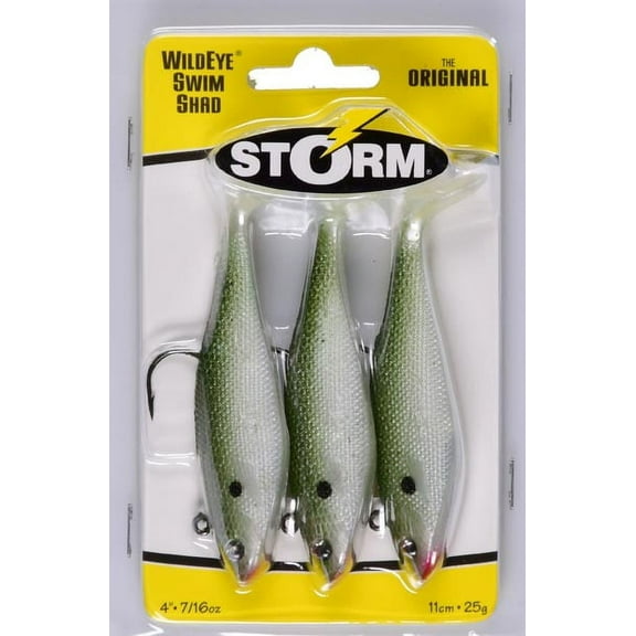 Storm WildEye Swim Shad 4" Fishing Lure 7/16oz Olive Shad 3pcs