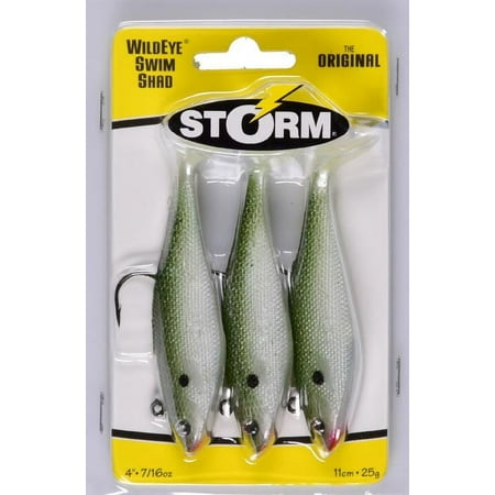 UPC: 0039984135118 | Storm WildEye Swim Shad 4 Fishing Lure 7/16oz Olive Shad 3pcs