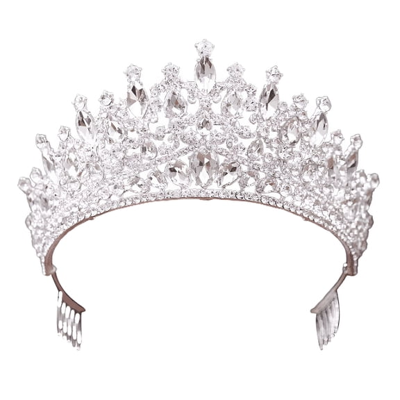 TELOLY Dainty Rhinestone Alloy Elegant Wedding Tiara Crown with Comb,Silver Crown,6.3"