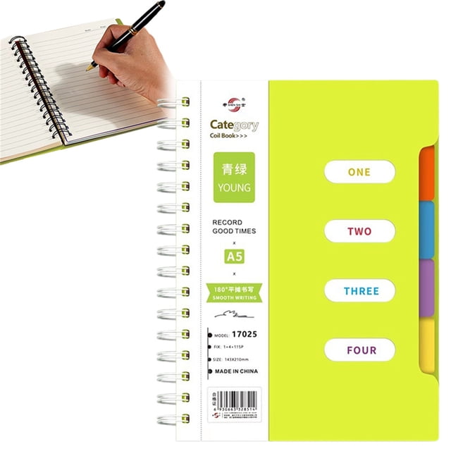 AKEGAMN Clearance! 4 Subject Notebook Large Notebook With Dividers Notebooks For Work Multi Subject Notebook With 4 Tabs Organizer Notebooks Plastic Hardcover: 4 subject notebook uses solid color de