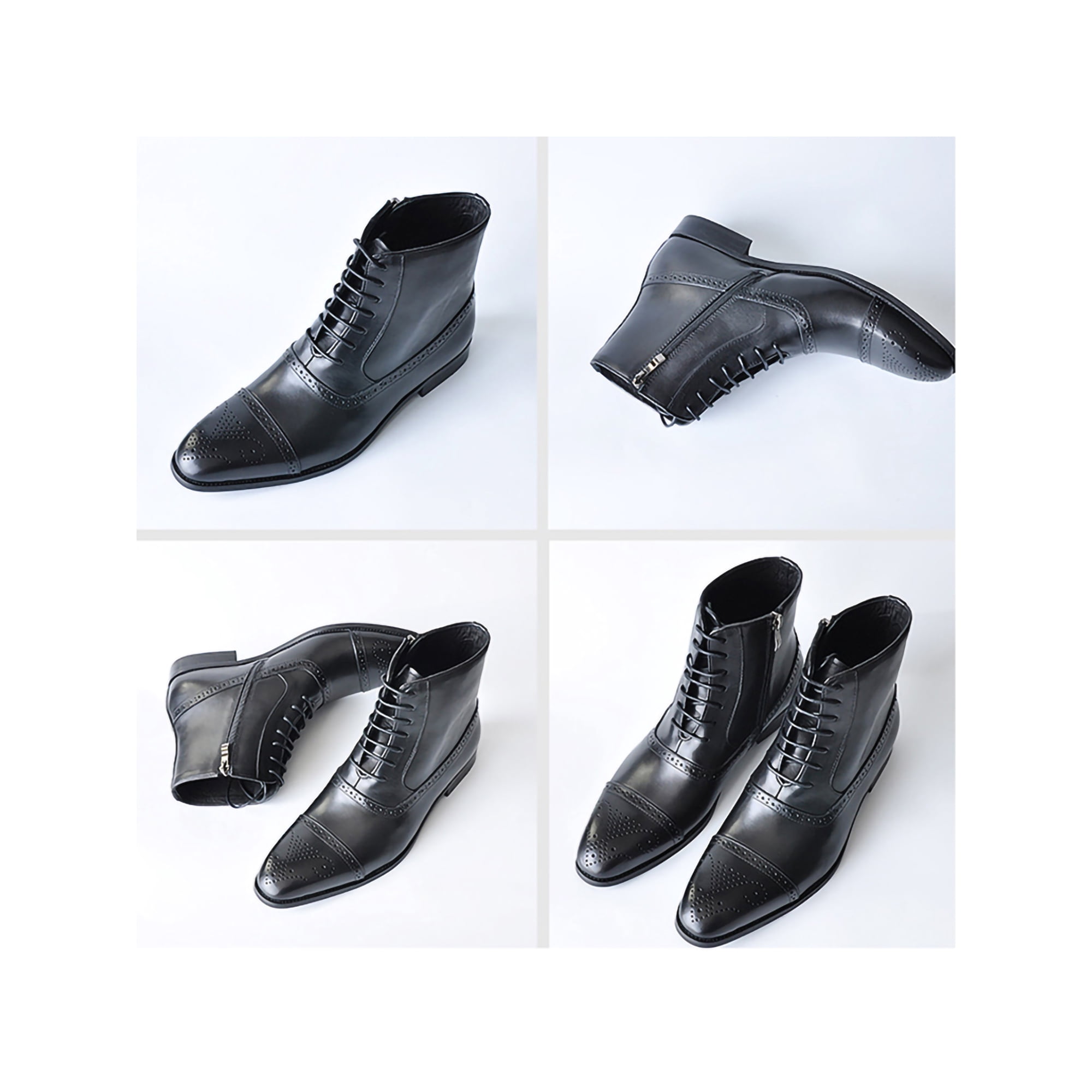 Lsljs Men s Ankle Boots On Clearance Men s Fashion Pointed Boots High Tube Breathable Lace Up Side Zipper Boots Black 8