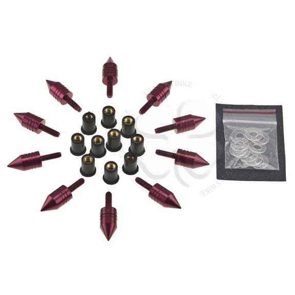 10x Windscreen Spike Bolt Kit Red CBR GSXR Stud M5 x 1.25p Wellnut Fairing