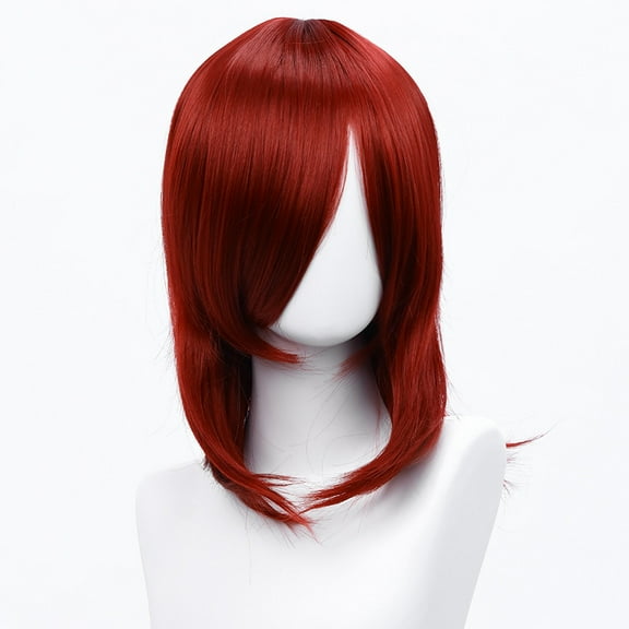 XmhyTop 14 Inch (40cm) Medium-Length Straight Cosplay Bob Wig -For Female, Wine Red