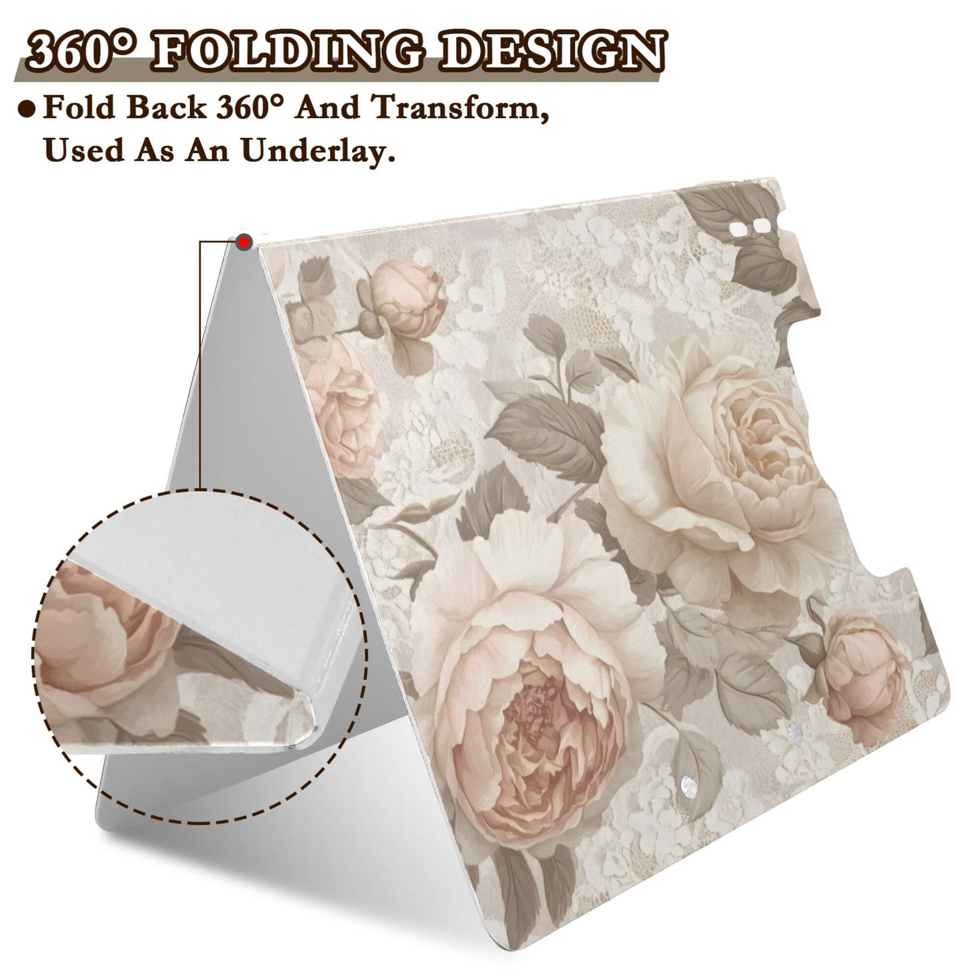 FORMRS A4 Clipboard Folder with Pen Holder Horizontal Foldable School Office Binder, Lace and Floral