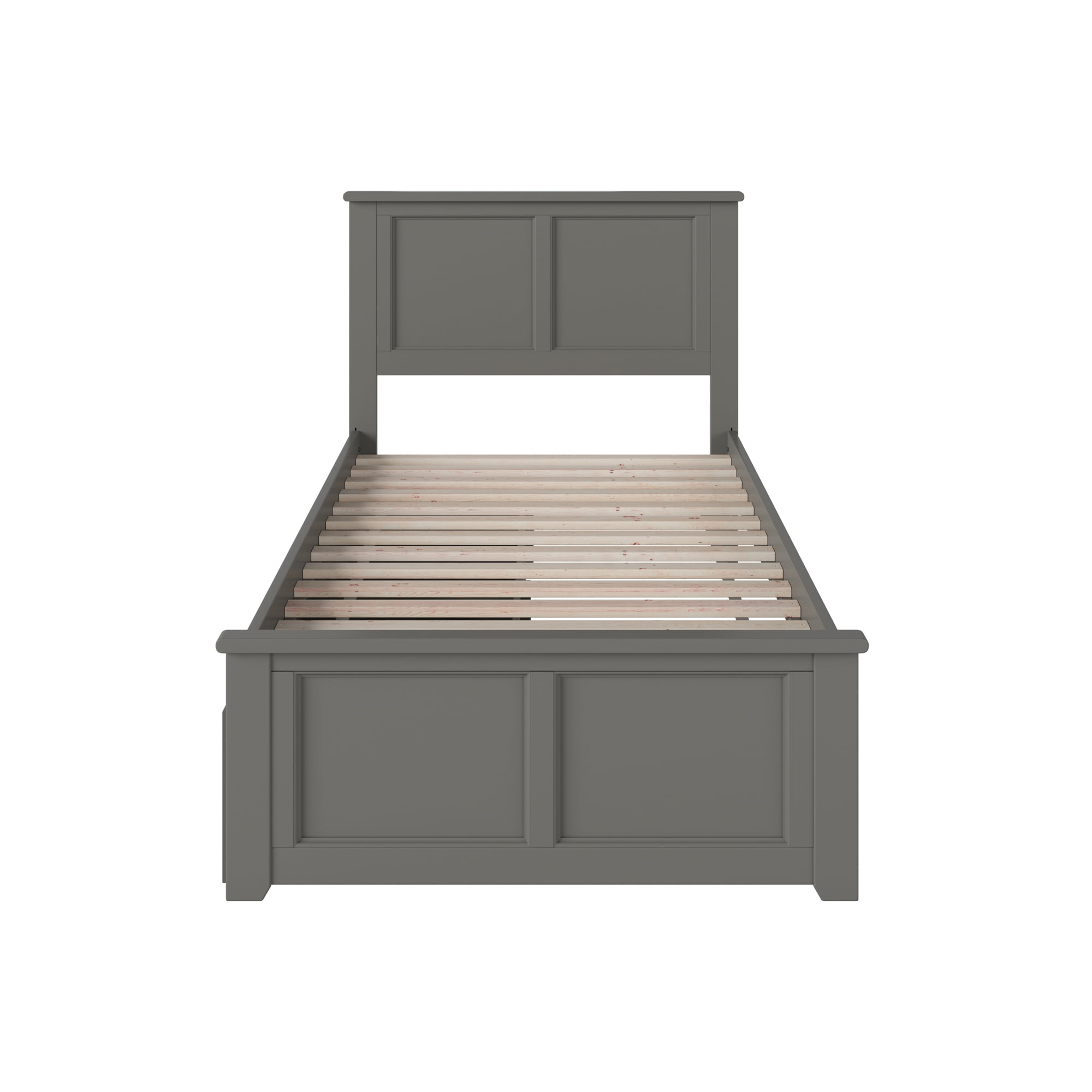 AFI Madison Twin Wood Platform Bed with Matching Footboard & Storage Drawers, Grey