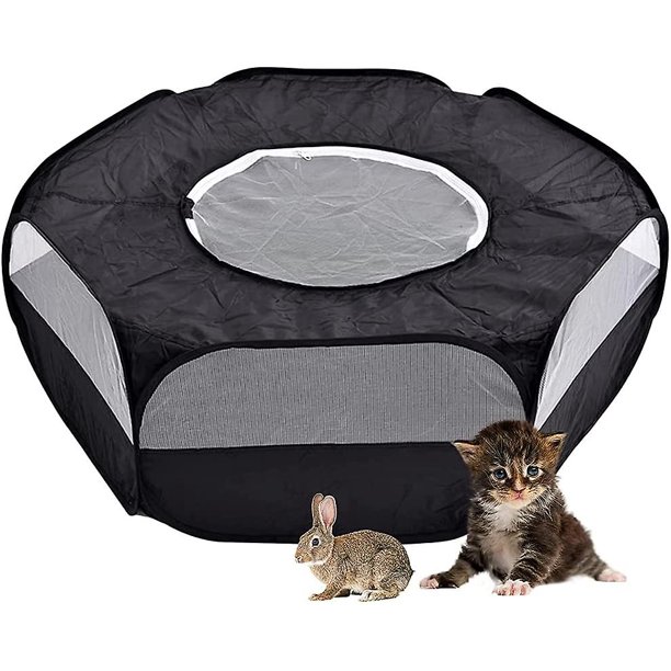 Juguete de animales pequeños, jaula plegable para animales pequeños, tienda de jaula portátil, con tapa superior, para interiores y exteriores, conejo, ardilla, gatito, chinchilla Feliz Sencillez