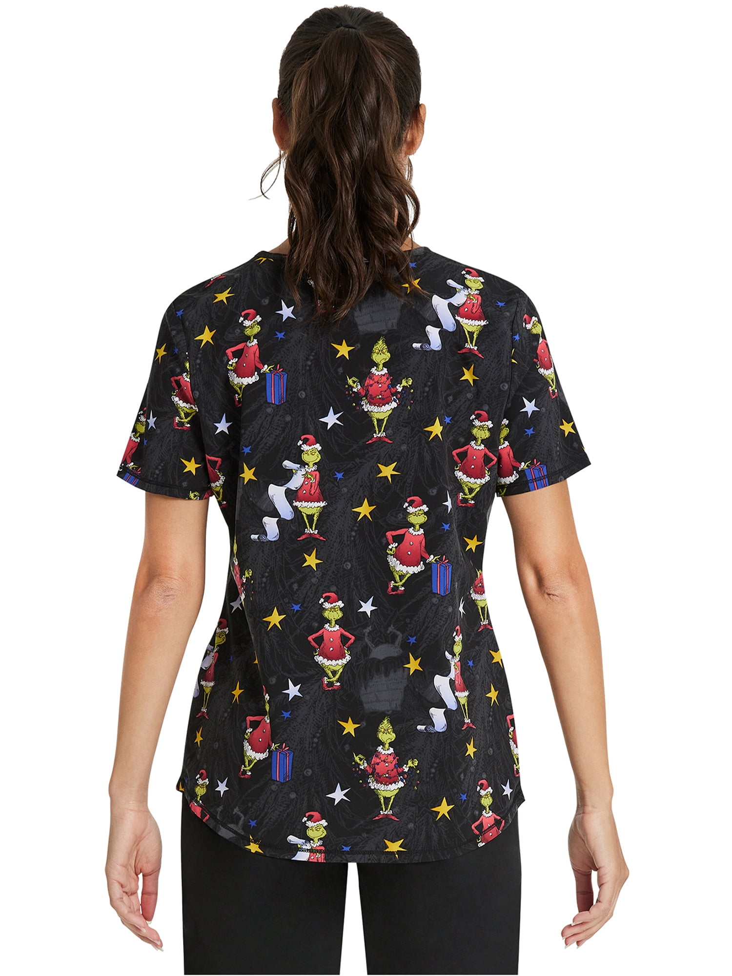 Scrubstar Women's Grinch Happiness Scrub Top, Sizes S-3X