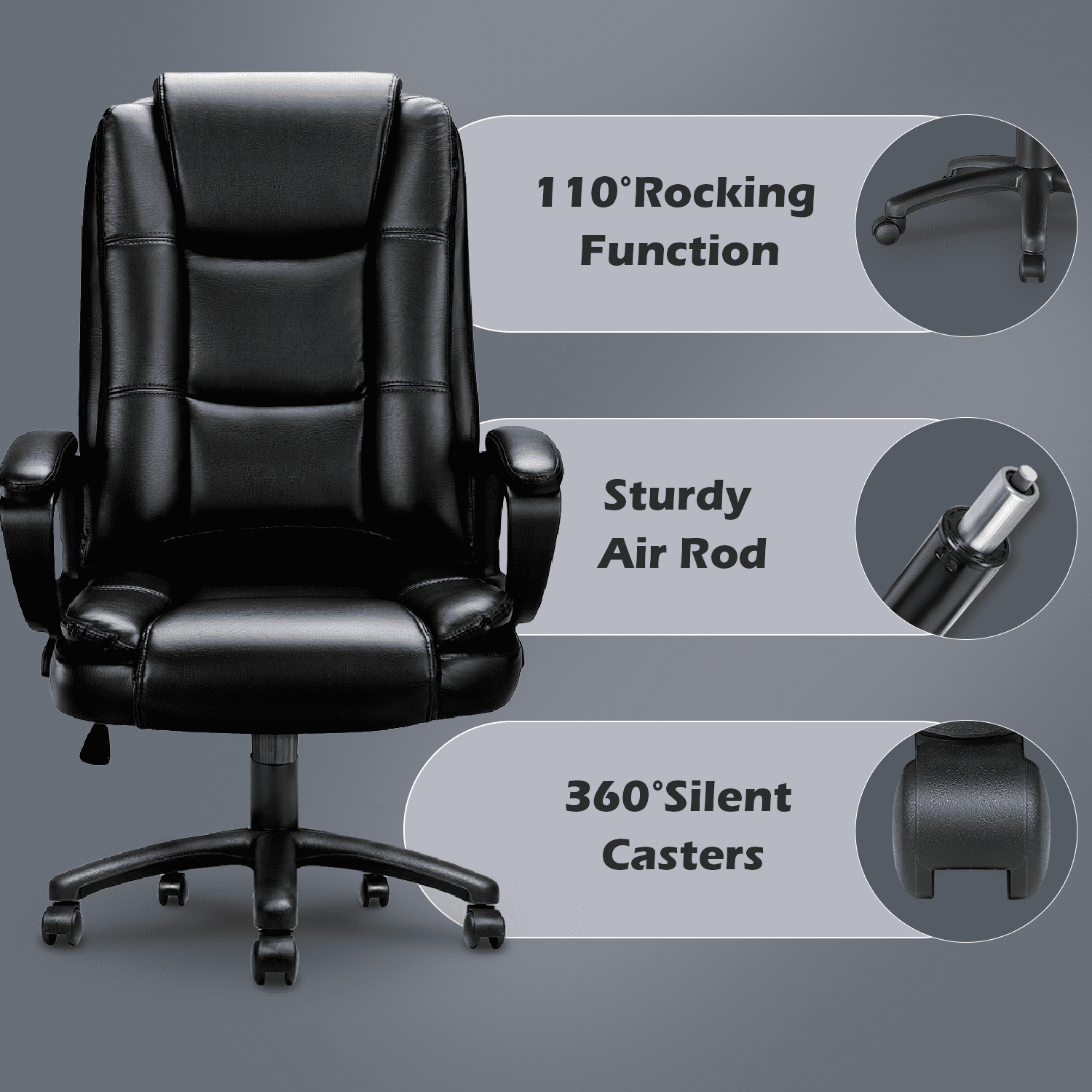 PUKAMI Office Desk Chair,Big And Tall Managerial Executive Chair,High Back Computer Chair