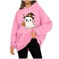 thumbnail image 6 of Xdegoge Halloween Hoodies for Women Cute Ghost with Pumpkin Drink Graphic Sweatshirts Pullover Long Sleeve Hooded Drawstring Sweat Shirts with Kangaroo Pocket Vintage Holiday Party Clothes, 6 of 6