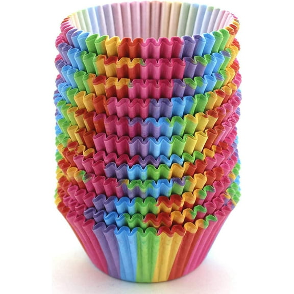 Rainbow Cupcake Papers Baking Cup Liners, 300 Pcs