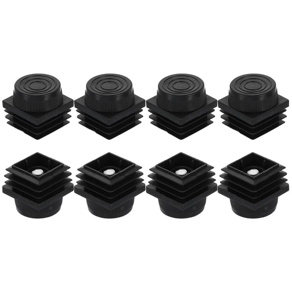 Uxcell 8 Set Leveling Feet, M8x30x30mm Plastic Adjustable Furniture Leg Leveling Square Threaded Insert Screw-in Glide Levelers for Table Chair Furniture, Black