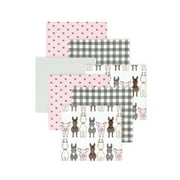 Little Treasure Hudson Baby Girls Cotton Poly Flannel Receiving Blankets 7-Pack, Pink Farm Friends, 30x30 inches
