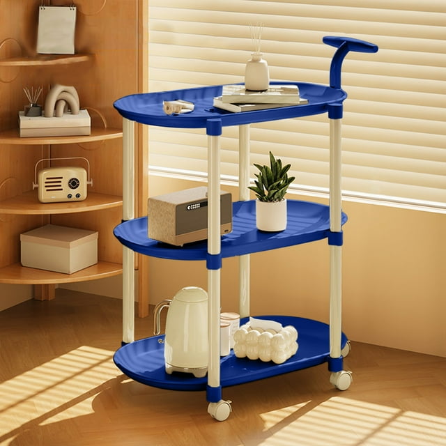 SPOORYYO Rolling Side Table with Wheels, 2-Tier Removable Storage Rack, Mobile End Table for Living Room, Bedroom, and Small Spaces