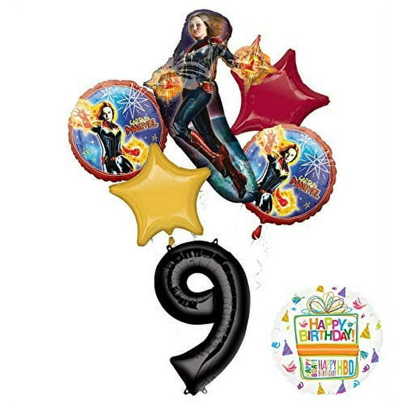 Captain Marvel Party Supplies 9th Birthday Balloon Bouquet Decorations