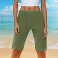 thumbnail image 6 of CheerKidz Women's Summer Capri Shorts Solid Color Casual Shorts with High Waist and Pockets Stretch Comfortable Running Shorts(Army Green,S), 6 of 9
