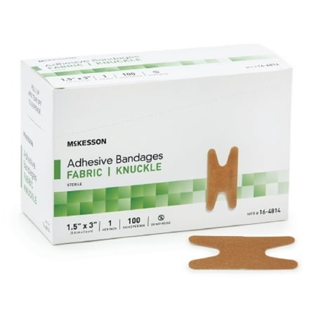 Strip Badges - McKesson Knuckle Adhesive Bandage Strip 16-4814 Box of 100, Tan