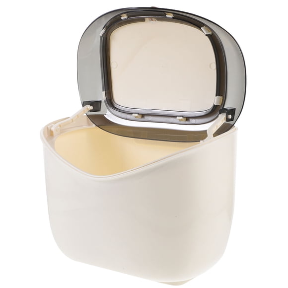 HONITANO Hanging Kitchen Trash Can White Plastic Garbage Bin with Lid Space Saving Design for Home