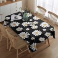 thumbnail image 2 of Black Daisy Flower Golden Centers Pattern Rectangle Tablecloth 60"x84",Waterproof Polyester Rectangle Table Cloth, Wipeable Spillproof Polyester Tablecloth for Dining, Camping, Indoor and Outdoor, 2 of 5