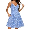 thumbnail image 3 of YHAJDS Womens Spaghetti Strap Dress Floral Print Backless Short Summer Sundress, 3 of 6